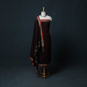 Dharwad Cotton 3pc Unstitched Dress Material Suit Set with Woven Border 30