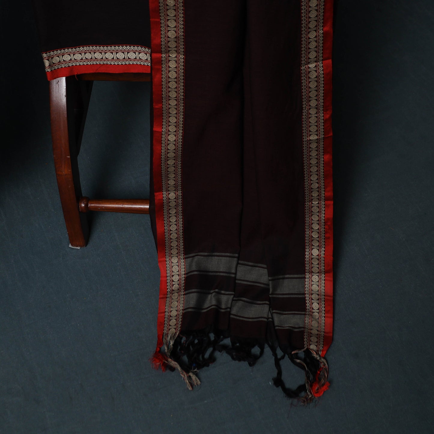 Dharwad Cotton 3pc Unstitched Dress Material Suit Set with Woven Border 30