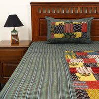 Multicolor - Patchwork Cotton Double Ajrakh Bed Sheet Set 01