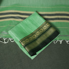 Green - Dharwad Woven Mercerised Cotton 3pc Unstitched Dress Material Suit Set 52