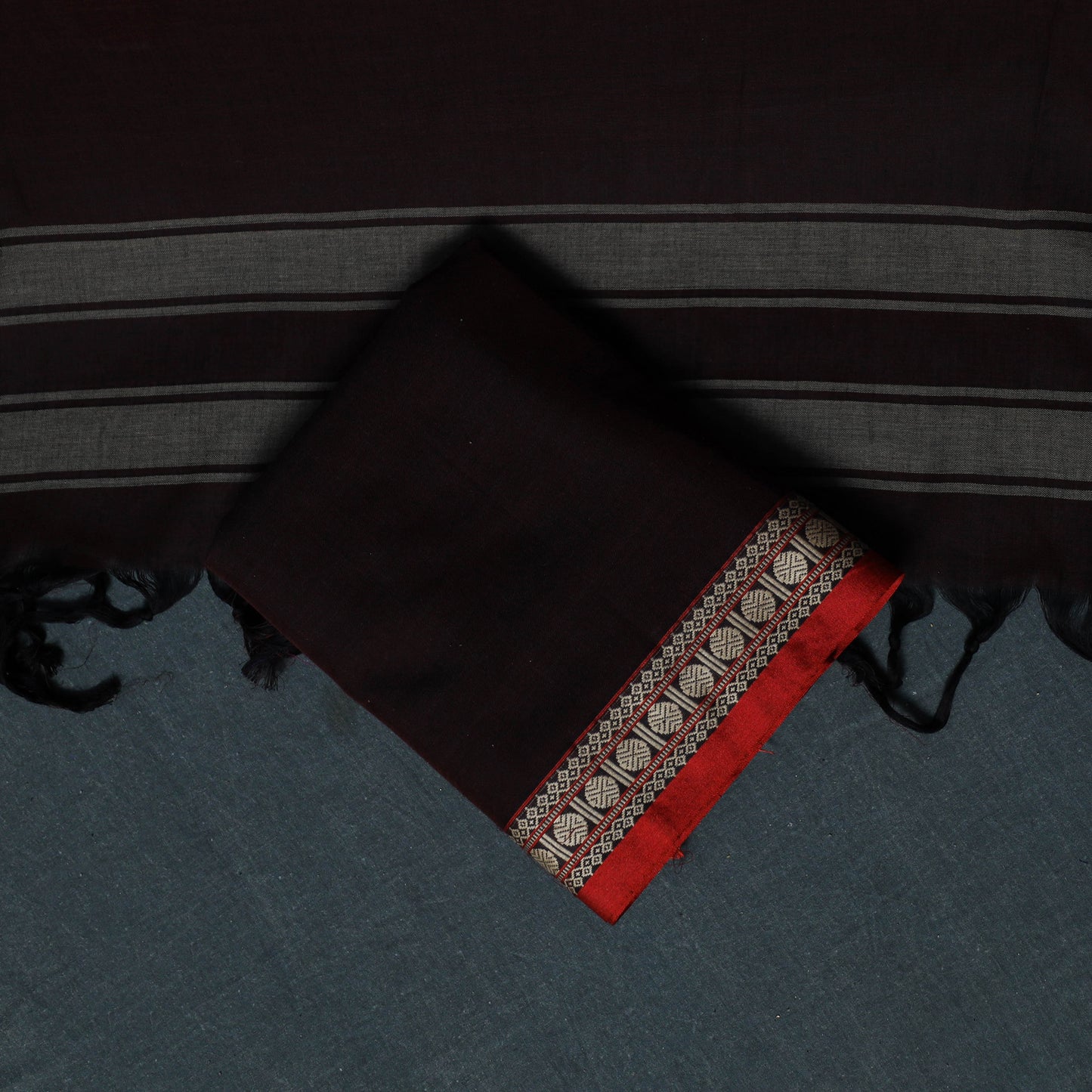 Dharwad Cotton 3pc Unstitched Dress Material Suit Set with Woven Border 30