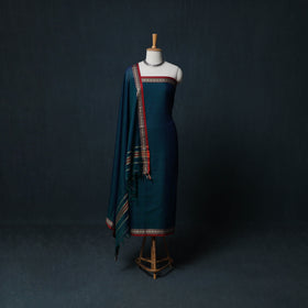 Dharwad Cotton 3pc Unstitched Dress Material Suit Set with Woven Border 32