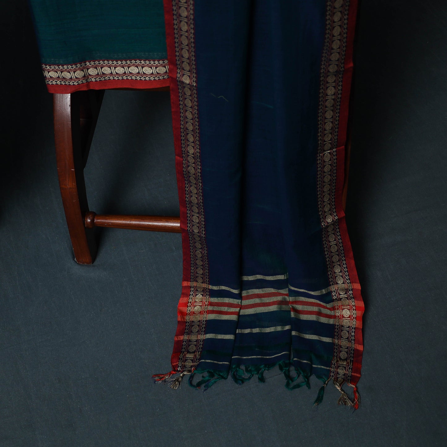 Dharwad Cotton 3pc Unstitched Dress Material Suit Set with Woven Border 32