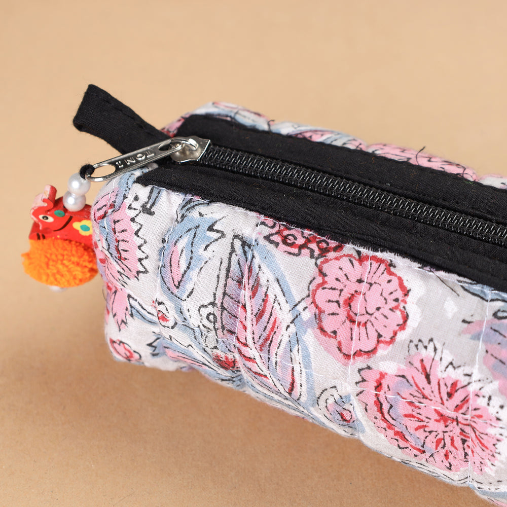 Handcrafted Quilted Sanganeri Multipurpose Pencil Pouch