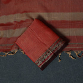 Dharwad Cotton 3pc Unstitched Dress Material Suit Set with Woven Border 33