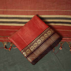 Red - Dharwad Woven Mercerised Cotton 3pc Unstitched Dress Material Suit Set 55