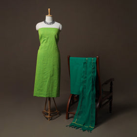 Green - Jacquard Woven Pure Cotton 3pc Unstitched Dress Material Suit Set 111