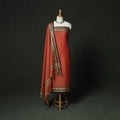 Red - Dharwad Woven Mercerised Cotton 3pc Unstitched Dress Material Suit Set 55