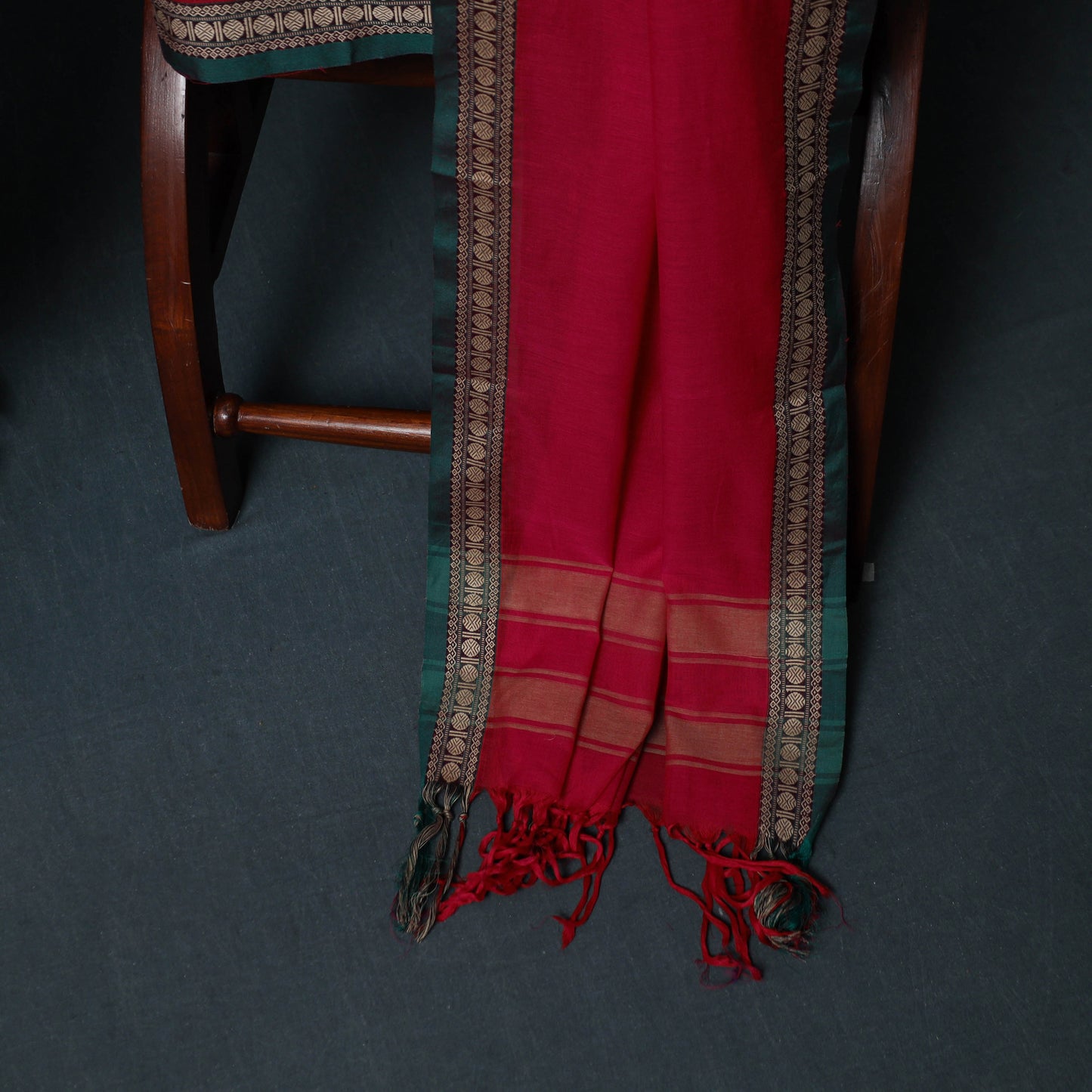 Dharwad Cotton 3pc Unstitched Dress Material Suit Set with Woven Border 35