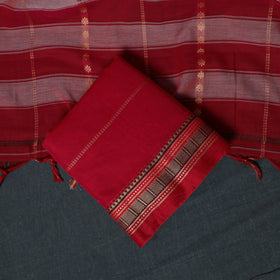 Dharwad Woven Cotton 3pc Unstitched Dress Material Suit Set with Border 36