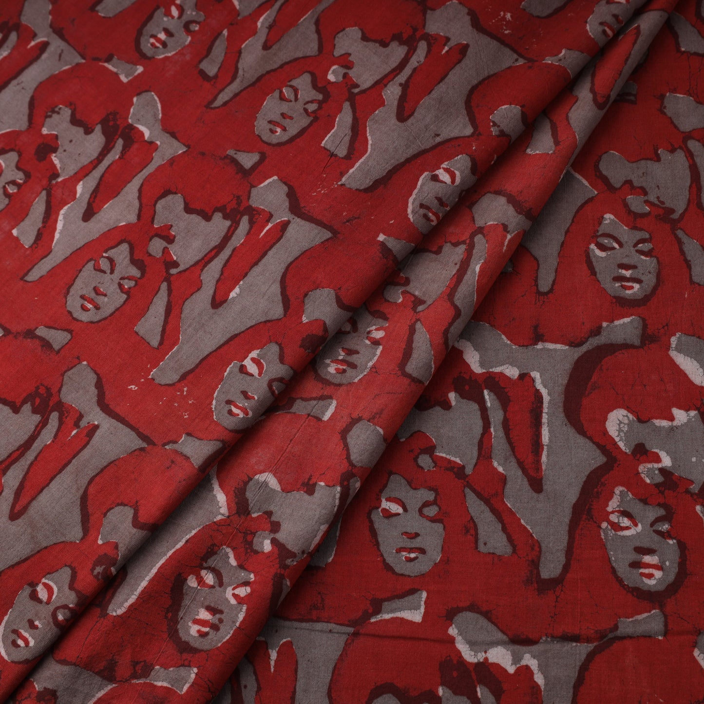 Red Natural Dyed Cotton Bindaas Block Print Fabric