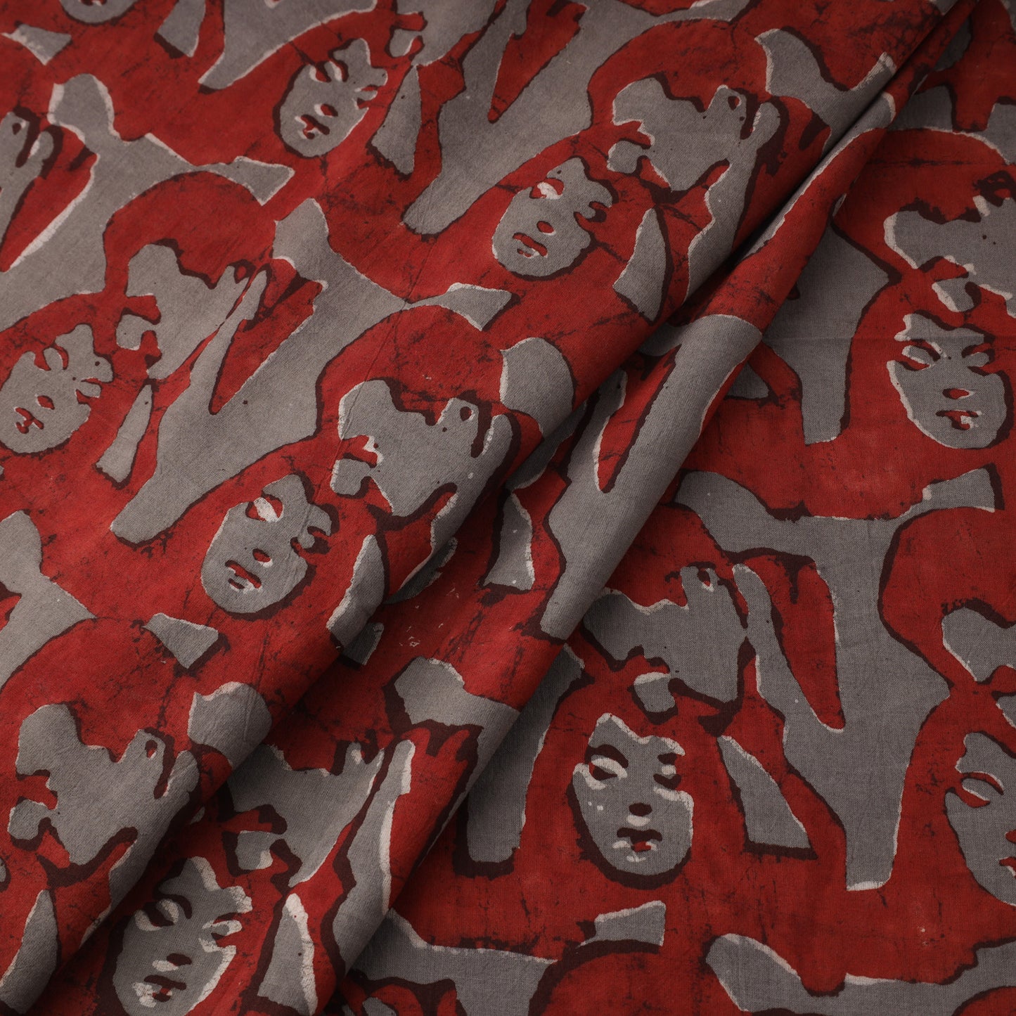 Red Natural Dyed Cotton Bindaas Block Print Fabric