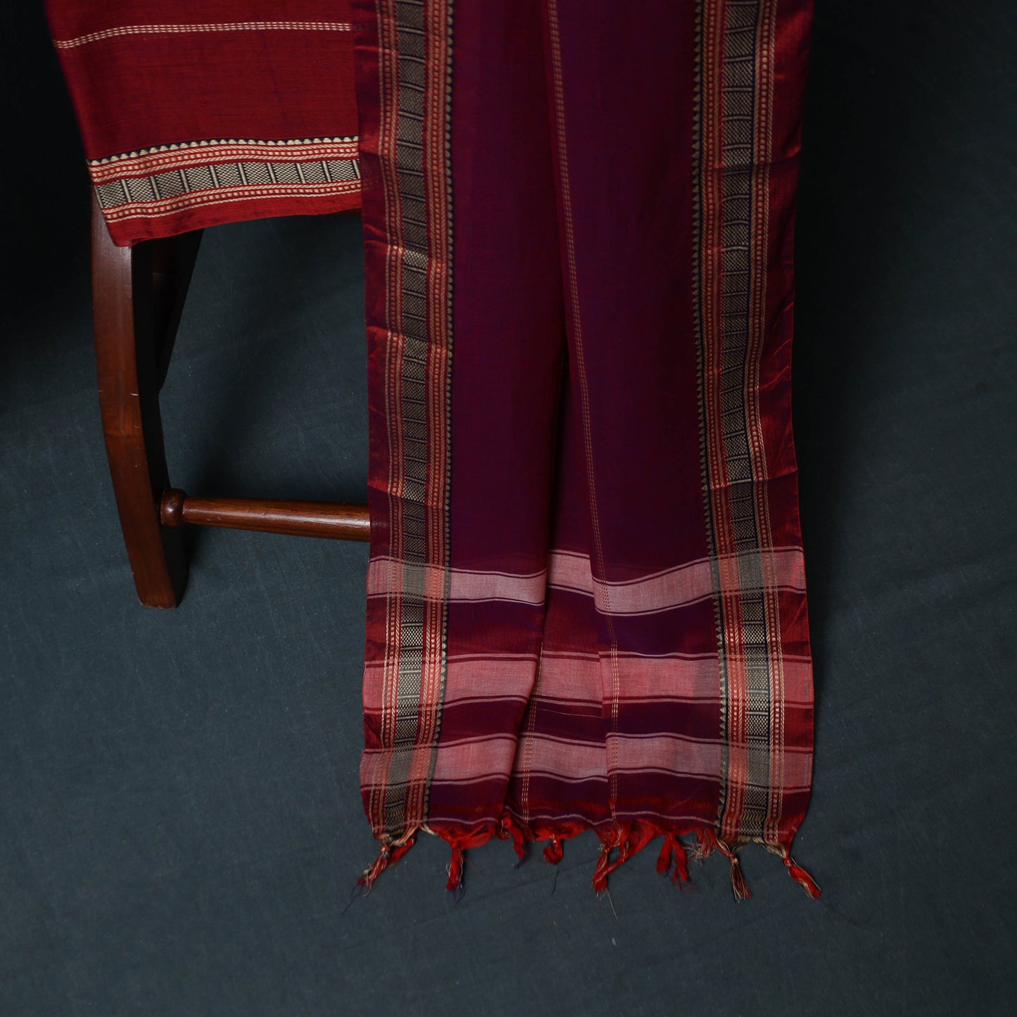 Dharwad Woven Cotton 3pc Unstitched Dress Material Suit Set with Border 37