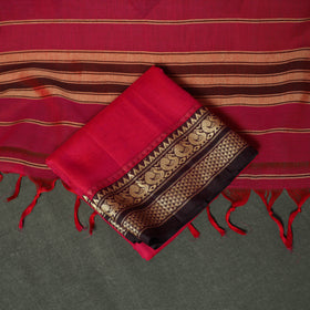 Pink - Dharwad Woven Mercerised Cotton 3pc Unstitched Dress Material Suit Set 58