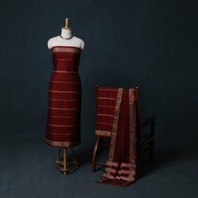 Dharwad Woven Cotton 3pc Unstitched Dress Material Suit Set with Border 38