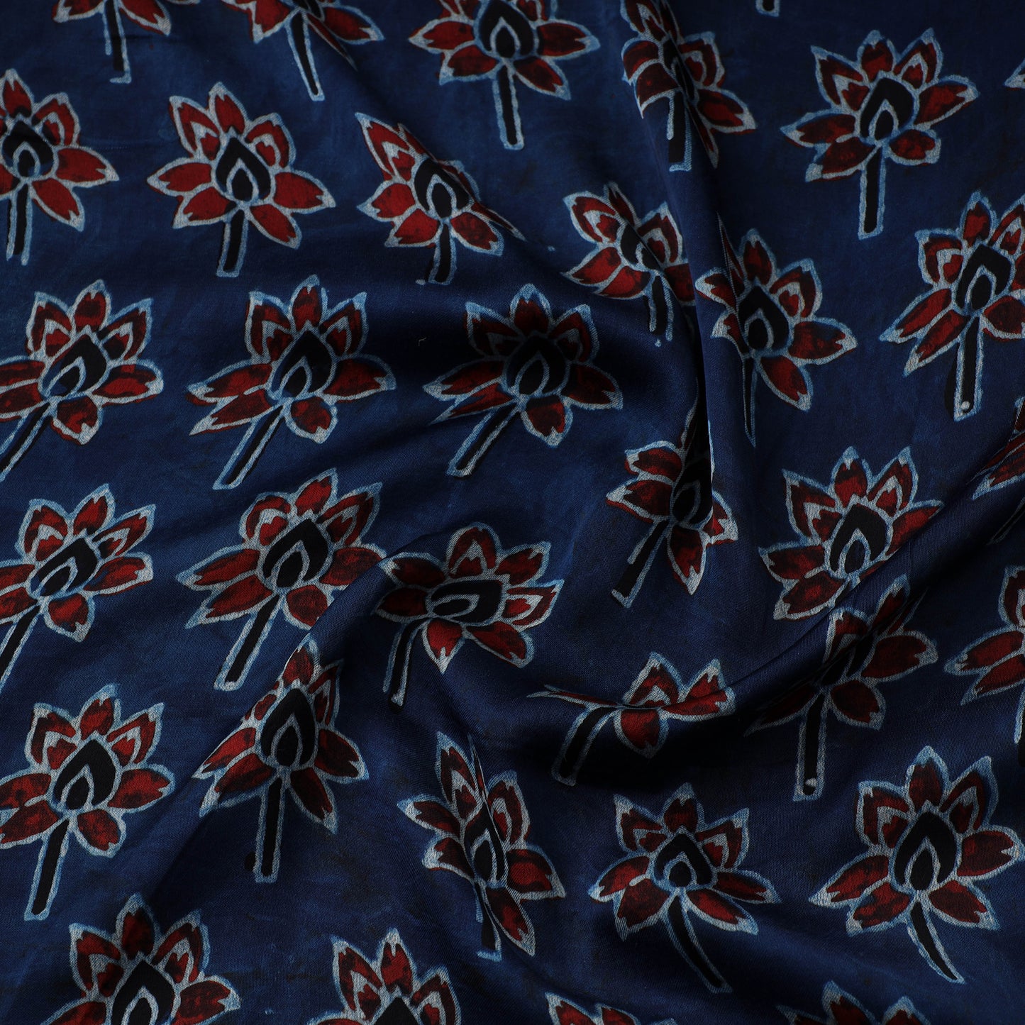 Blue - natural dyed hand modal silk fabric 26 - handcrafted