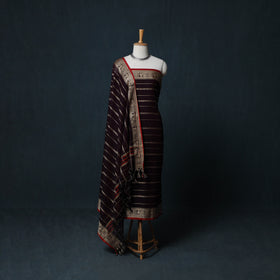 Dharwad Woven Cotton 3pc Unstitched Dress Material Suit Set with Border 39