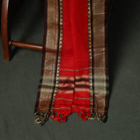 Red - Dharwad Woven Mercerised Cotton 3pc Unstitched Dress Material Suit Set 61