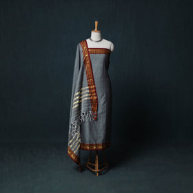 Dharwad Cotton 3pc Unstitched Dress Material Suit Set with Woven Zari Border 41