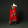 Red - Dharwad Woven Mercerised Cotton 3pc Unstitched Dress Material Suit Set 61
