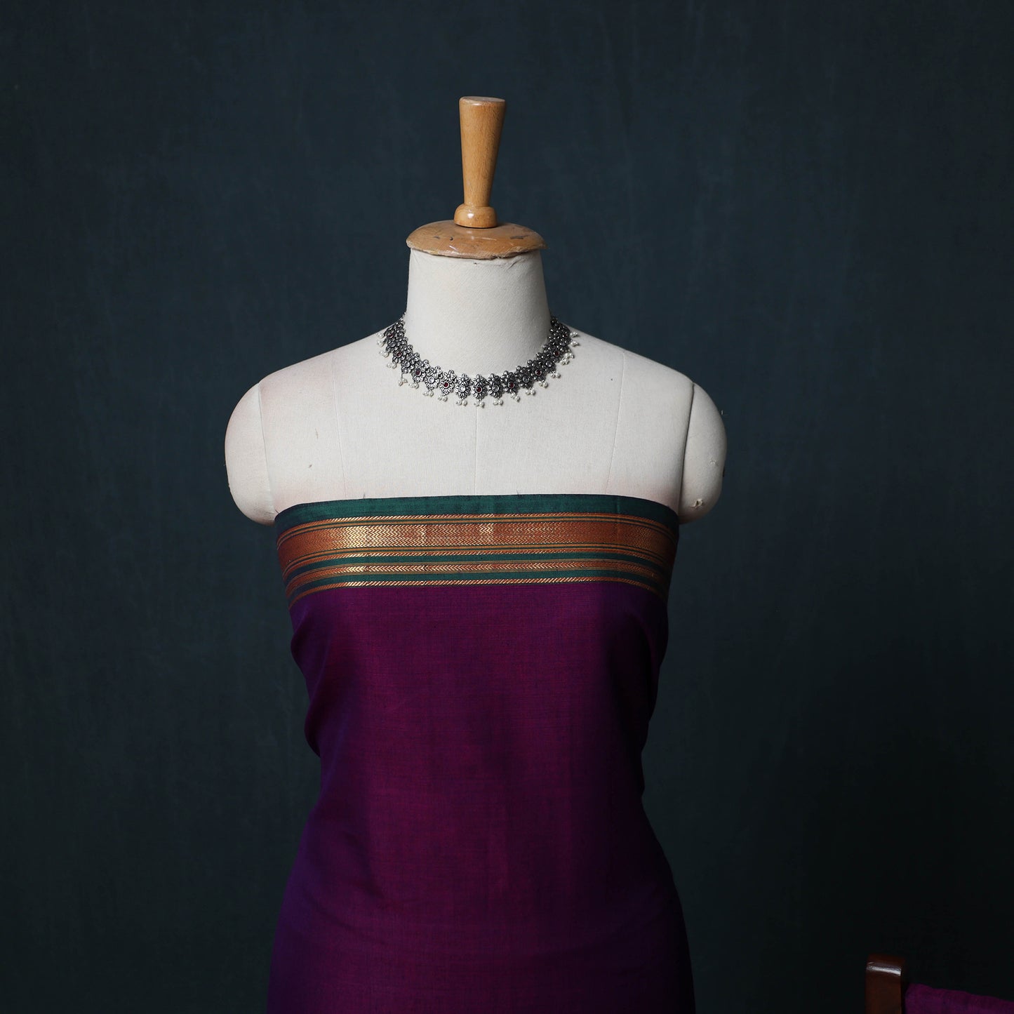 Dharwad Cotton 3pc Unstitched Dress Material Suit Set with Woven Zari Border 42