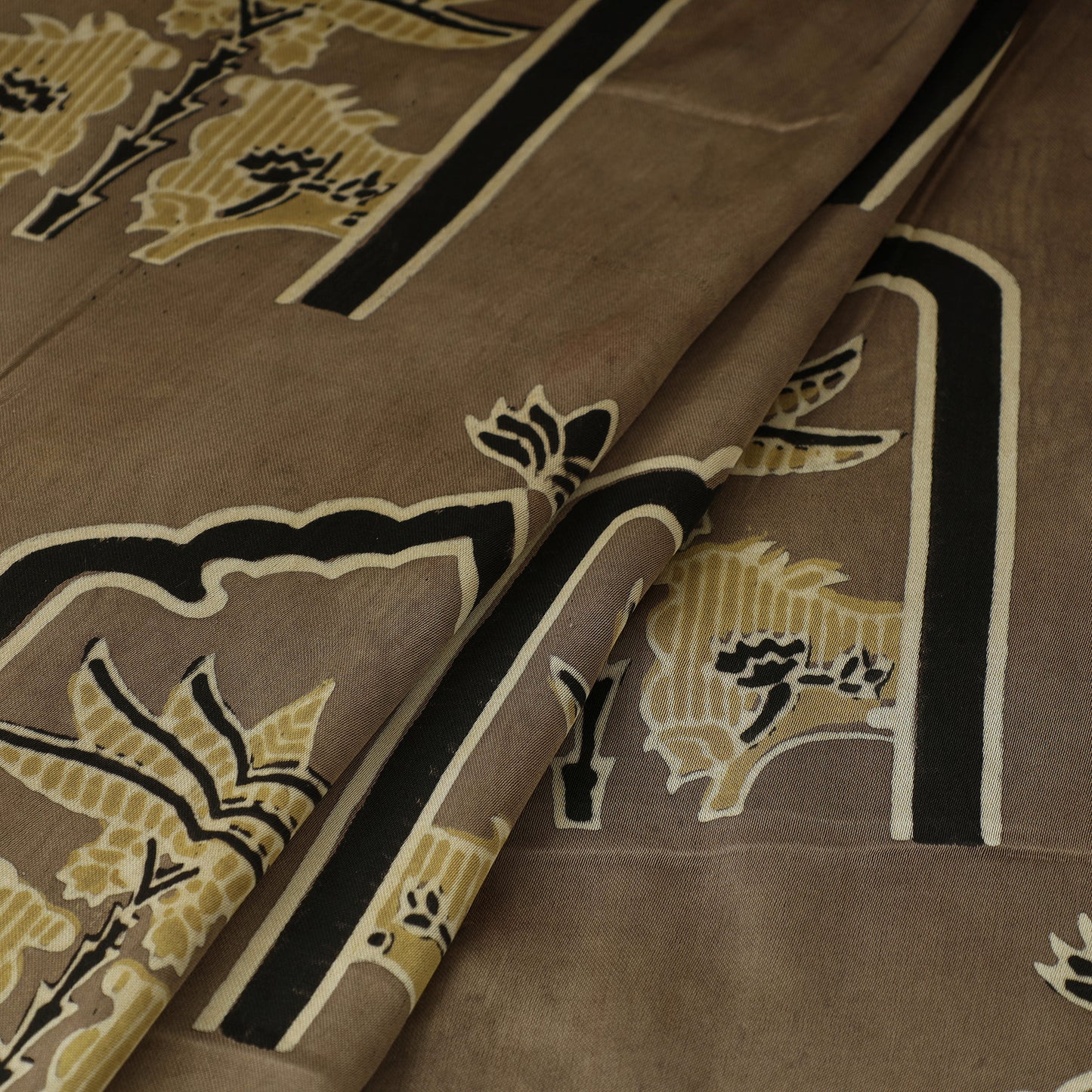 Brown - natural dyed hand modal silk fabric 31 - handcrafted