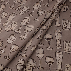 Brown Natural Dyed Cotton Bindaas Block Print Fabric