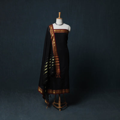Dharwad Cotton 3pc Unstitched Dress Material Suit Set with Woven Zari Border 43