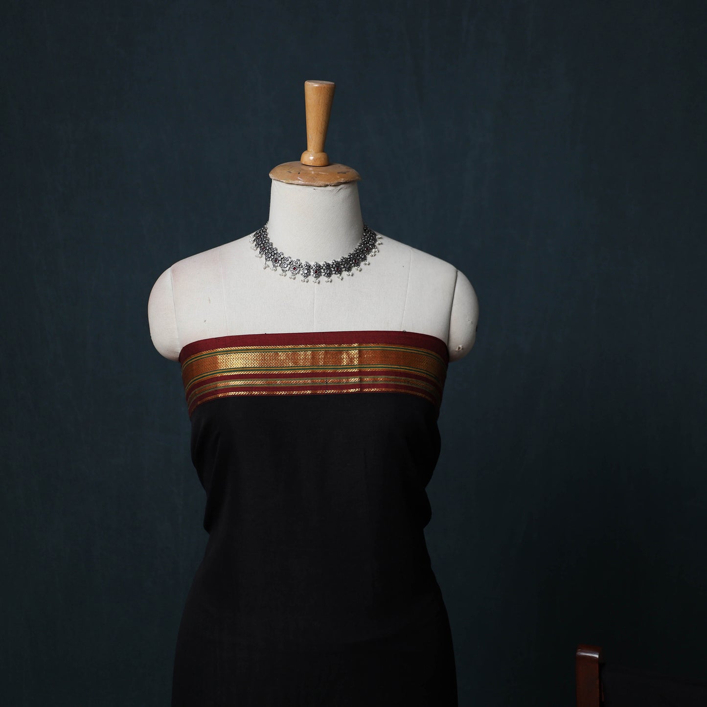 Dharwad Cotton 3pc Unstitched Dress Material Suit Set with Woven Zari Border 43