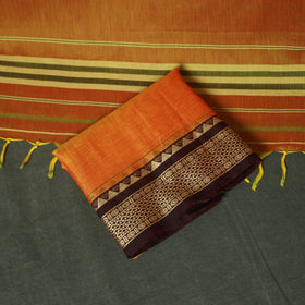 Orange - Dharwad Woven Mercerised Cotton 3pc Unstitched Dress Material Suit Set 63