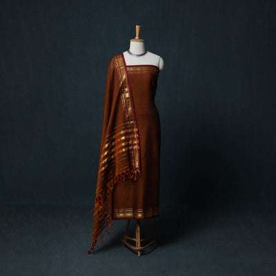 Dharwad Cotton 3pc Unstitched Dress Material Suit Set with Woven Zari Border 44