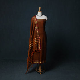 Dharwad Cotton 3pc Unstitched Dress Material Suit Set with Woven Zari Border 44