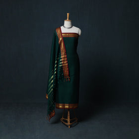 Dharwad Cotton 3pc Unstitched Dress Material Suit Set with Woven Zari Border 45