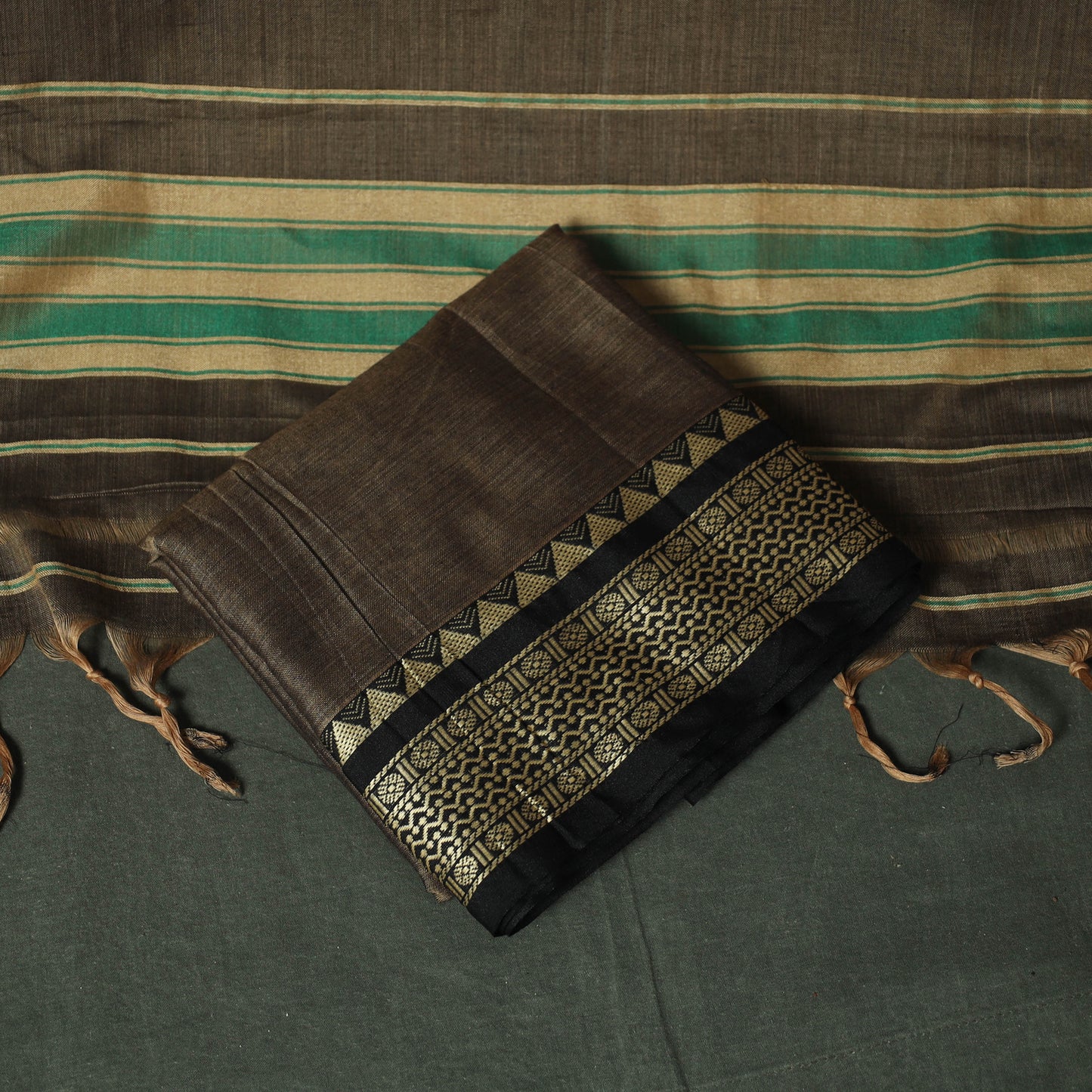 Gray - Dharwad Woven Mercerised Cotton 3pc Unstitched Dress Material Suit Set 65