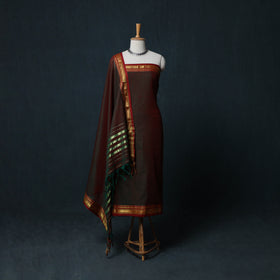 Dharwad Cotton 3pc Unstitched Dress Material Suit Set with Woven Zari Border 46
