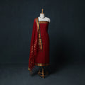 Dharwad Cotton 3pc Unstitched Dress Material Suit Set with Woven Zari Border 47