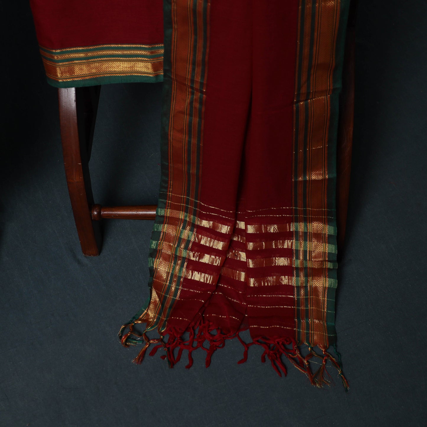 Dharwad Cotton 3pc Unstitched Dress Material Suit Set with Woven Zari Border 47