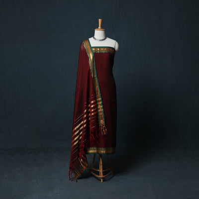 Dharwad Cotton 3pc Unstitched Dress Material Suit Set with Woven Zari Border 48