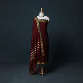 Dharwad Cotton 3pc Unstitched Dress Material Suit Set with Woven Zari Border 48