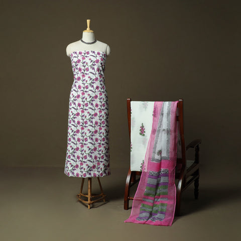 Sanganeri Hand Block Print Cotton 3pc Unstitched Dress Material 68