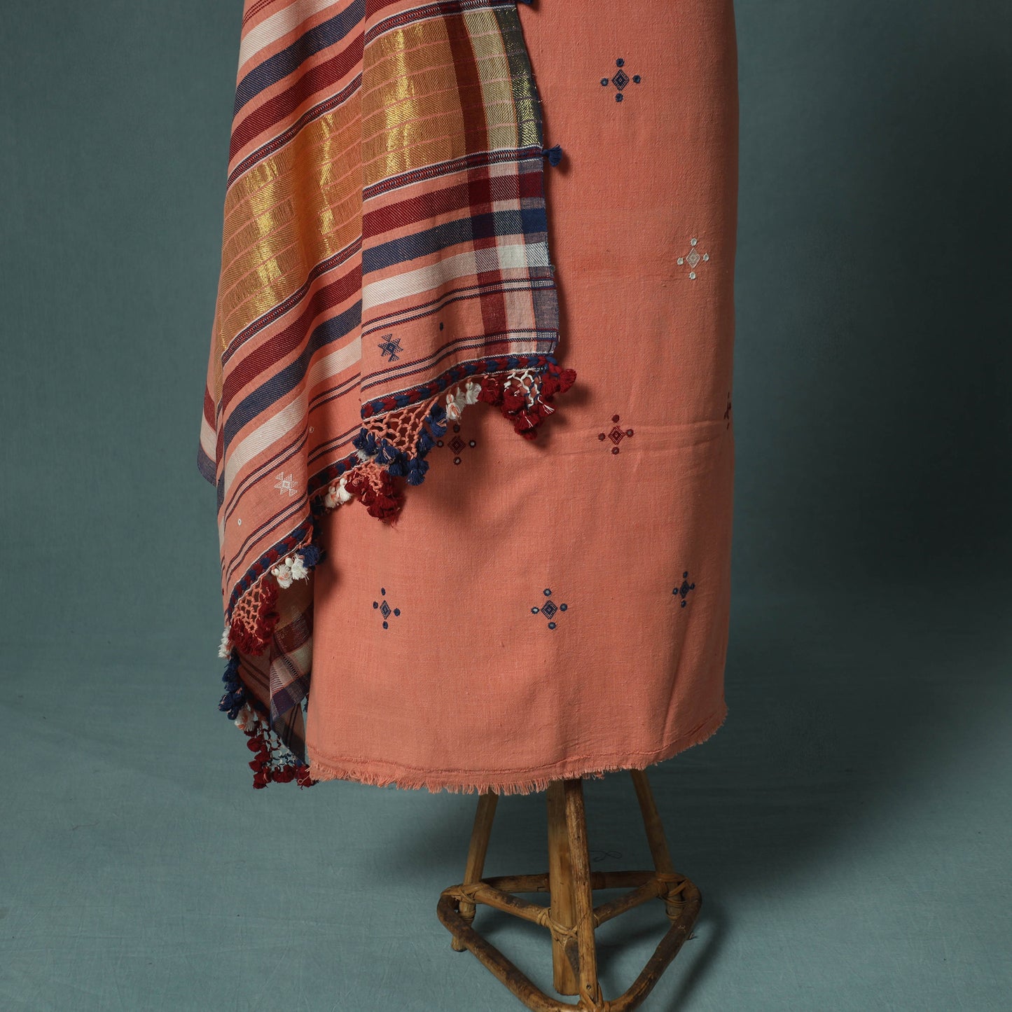 Kutch Bhujodi Handloom Kala Cotton 3pc Unstitched Dress Material Suit Set 03