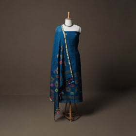 Handwoven Phulia Jamdani Pure Linen 2pc Unstitched Dress Material Kurta Set 03