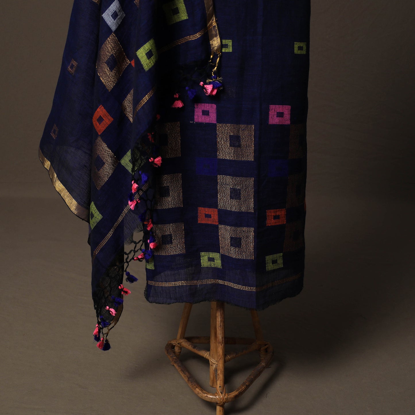 Handwoven Phulia Jamdani Pure Linen 2pc Unstitched Dress Material Kurta Set 01