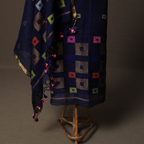 Handwoven Phulia Jamdani Pure Linen 2pc Unstitched Dress Material Kurta Set 01
