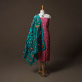 Bandhani Tie-Dye Cotton 2pc Unstitched Dress Material Kurta Set with Jewellery 10