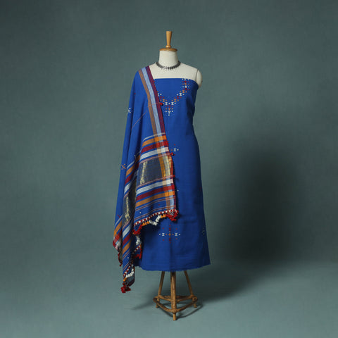 Kutch Bhujodi Handloom Kala Cotton 3pc Unstitched Dress Material Suit Set 02