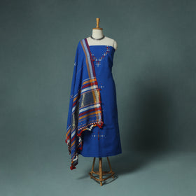 Kutch Bhujodi Handloom Kala Cotton 3pc Unstitched Dress Material Suit Set 02