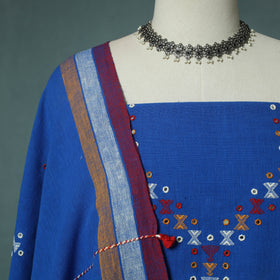 Kutch Bhujodi Handloom Kala Cotton 3pc Unstitched Dress Material Suit Set 02