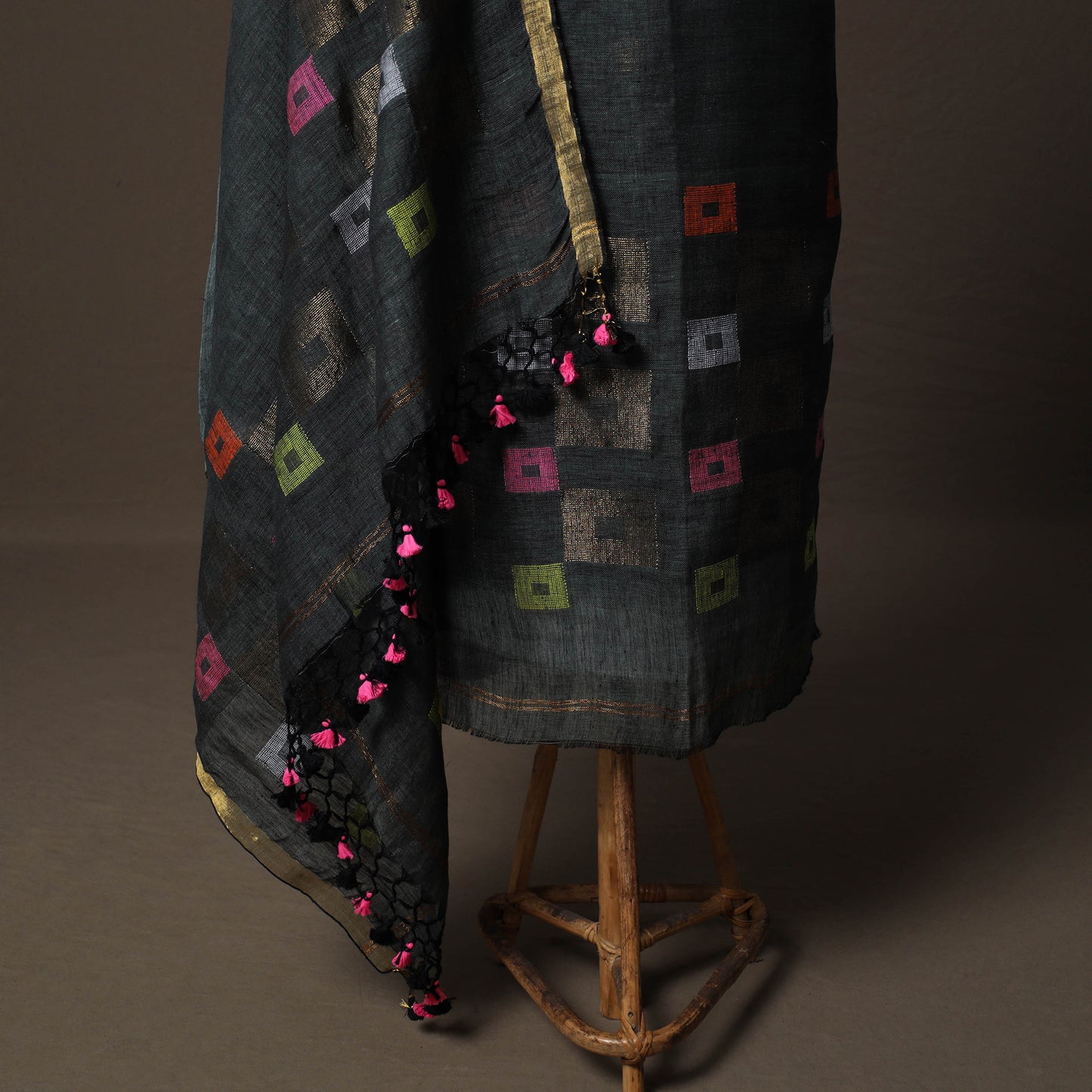 Handwoven Phulia Jamdani Pure Linen 2pc Unstitched Dress Material Kurta Set 02
