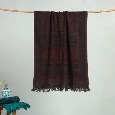 Brown Bagh Hand Block Print Cotton Handloom Towel